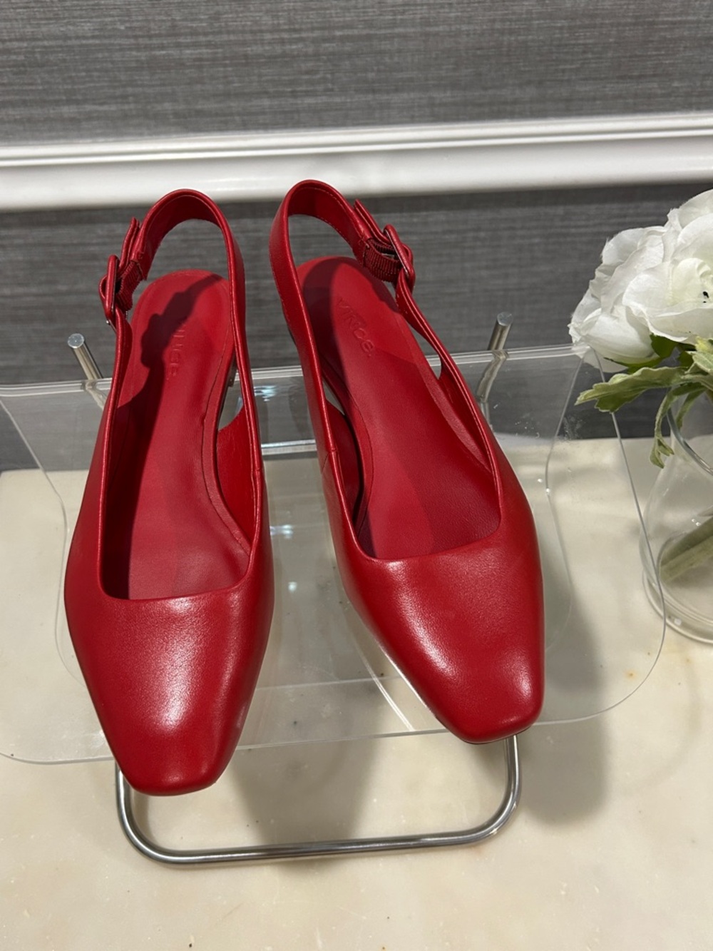 Vince Red Leather Slingback Flats - Picture 3 of 4